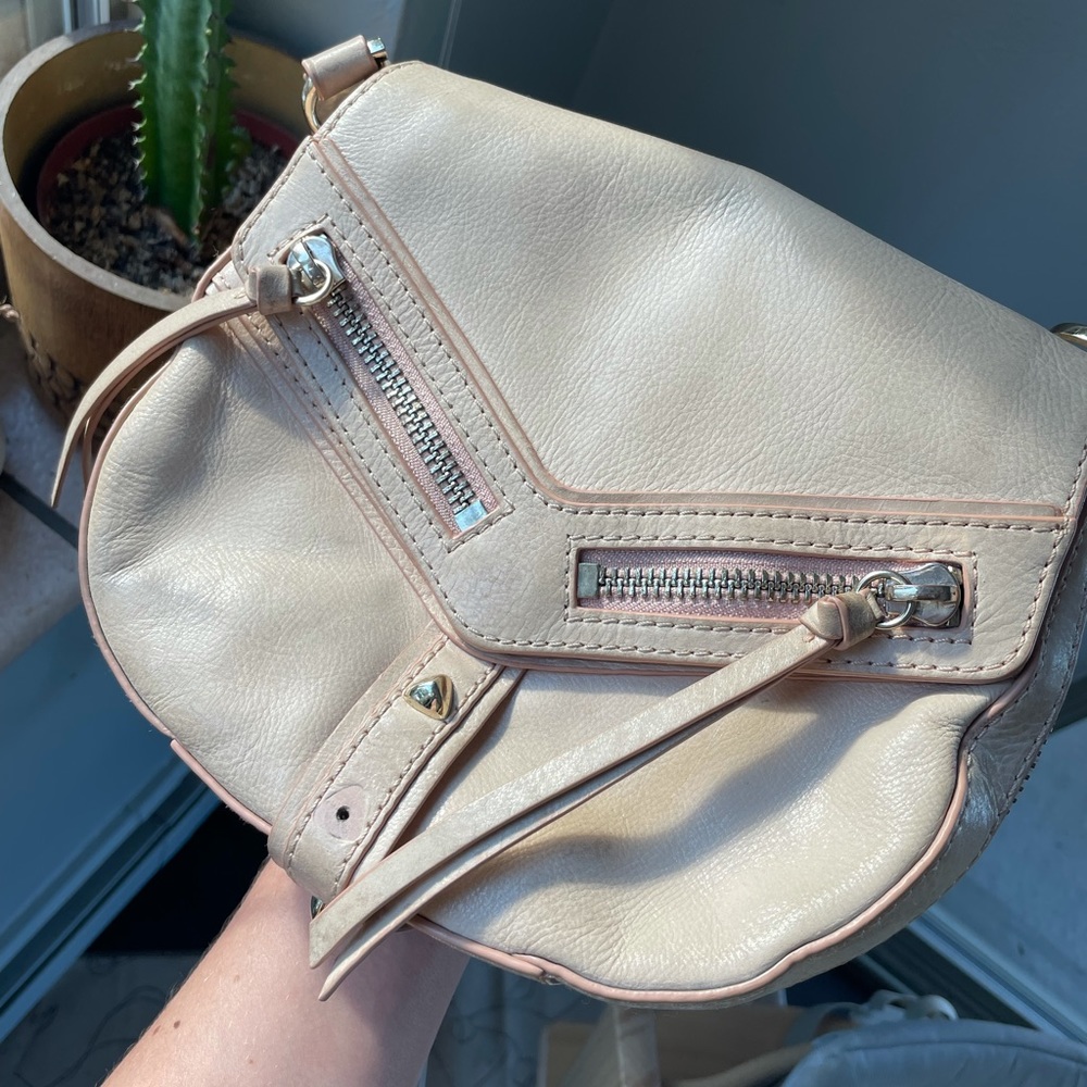 Light pink leather cross body bag
